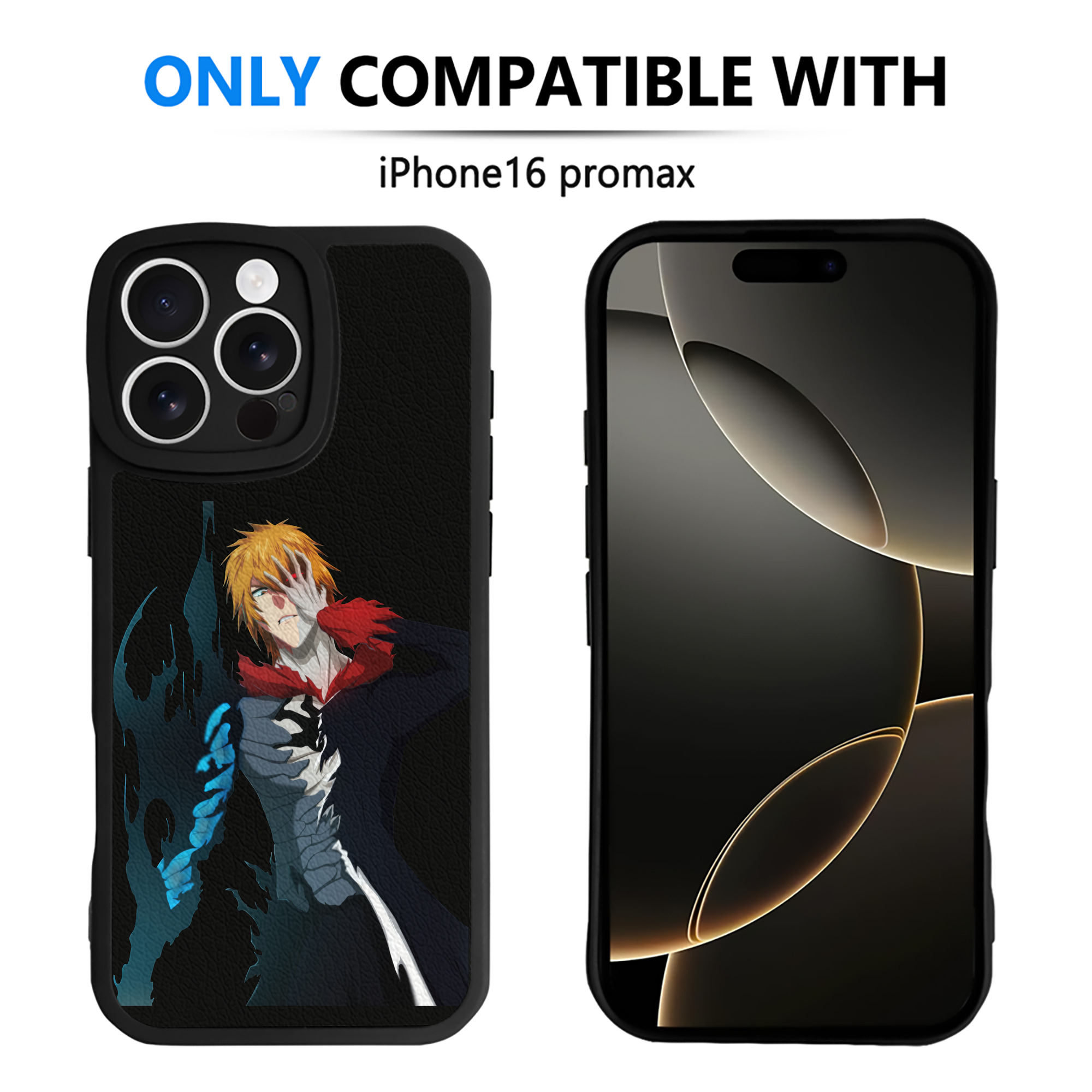 ブリーチ 黒崎一護（くろさき いちご）BLEACH Kurosaki Ichigo 【iPhone 16シリーズ対応】シリコンスマホケース（レザー調） 材質：シリコン